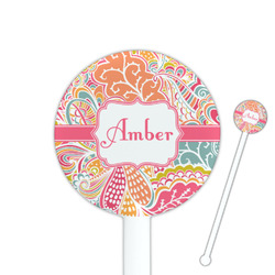 Abstract Foliage 5.5" Round Plastic Stir Sticks - White - Double Sided (Personalized)