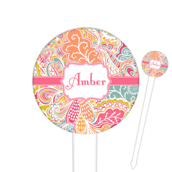 Custom Abstract Foliage Cocktail Picks - Round Plastic (Personalized)