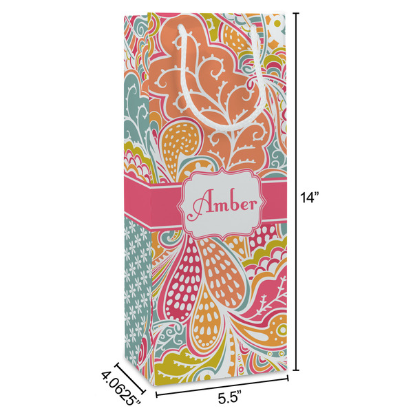 Abstract Foliage Wine Gift Bag - Dimensions