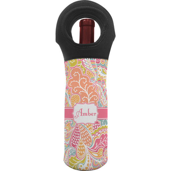 Custom Abstract Foliage Wine Tote Bag (Personalized)