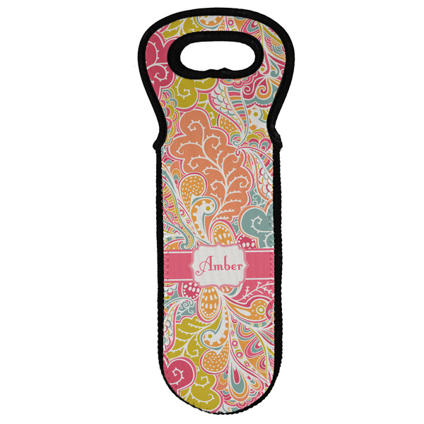 Custom Abstract Foliage Wine Tote Bag (Personalized)