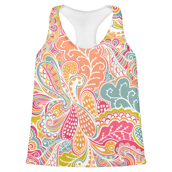 Custom Abstract Foliage Womens Racerback Tank Top - Large