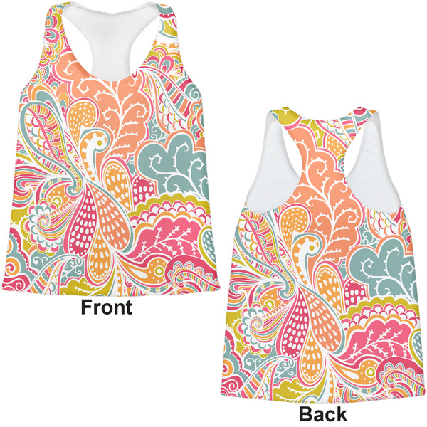 Abstract Foliage Womens Racerback Tank Tops - Medium - Front and Back