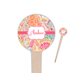 Abstract Foliage 4" Round Wooden Food Picks - Double Sided (Personalized)