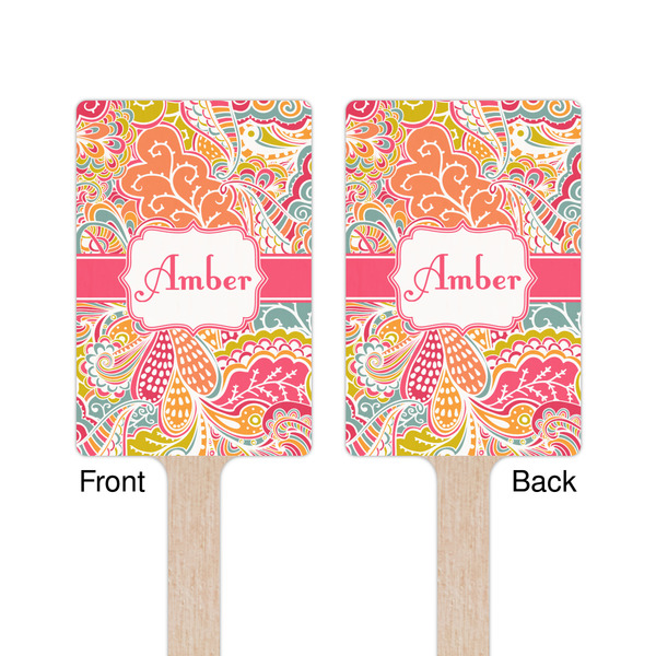 Abstract Foliage Wooden 6.25" Stir Stick - Rectangular - Double Sided - Front & Back