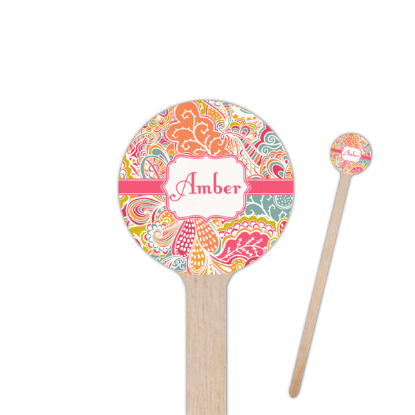 Custom Abstract Foliage Round Wooden Stir Sticks (Personalized)