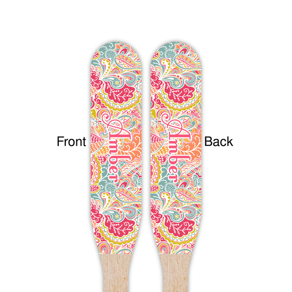 Abstract Foliage Wooden Food Pick - Paddle - Double Sided - Front & Back