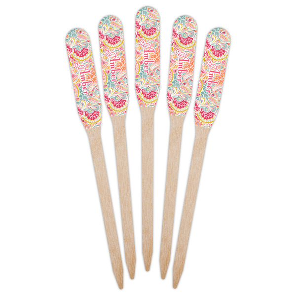 Abstract Foliage Wooden Food Pick - Paddle - Fan View