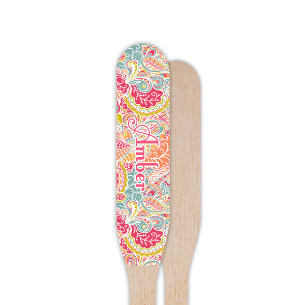 Abstract Foliage Wooden Food Pick - Paddle - Single Sided - Front & Back