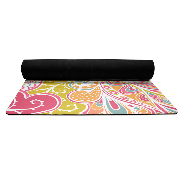 Abstract Foliage Yoga Mat Rolled up Black Rubber Backing