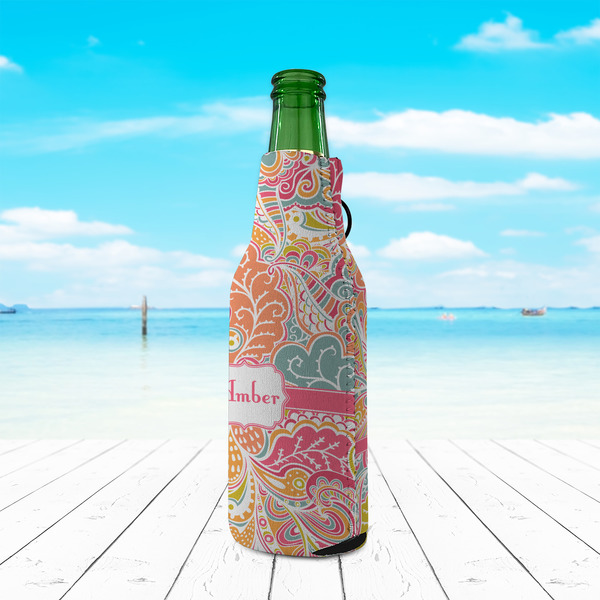 Abstract Foliage Zipper Bottle Cooler - LIFESTYLE