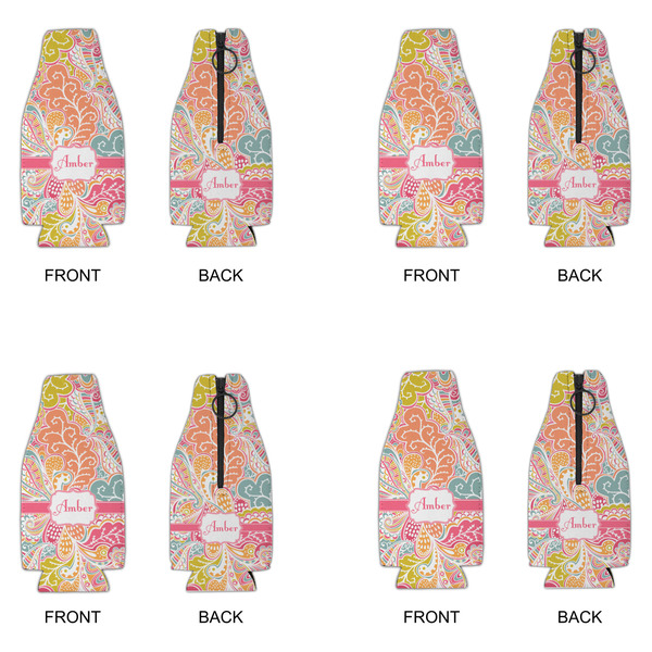 Abstract Foliage Zipper Bottle Cooler - Set of 4 - APPROVAL