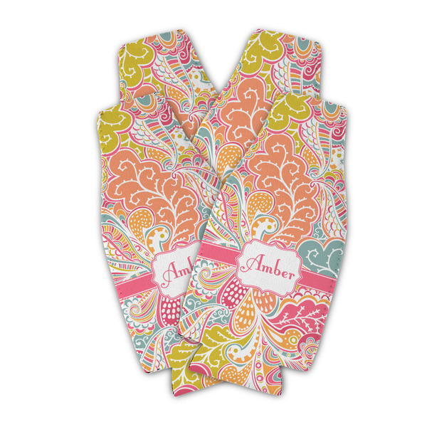 Abstract Foliage Zipper Bottle Cooler - Set of 4 - PARENT MAIN (flat)