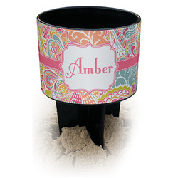 Abstract Foliage Black Beach Spiker Drink Holder (Personalized)