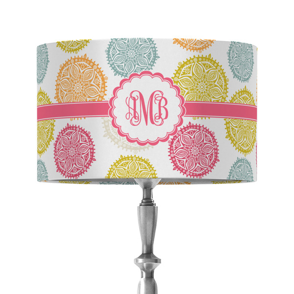 Doily Pattern 12" Drum Lampshade - ON STAND (Fabric)