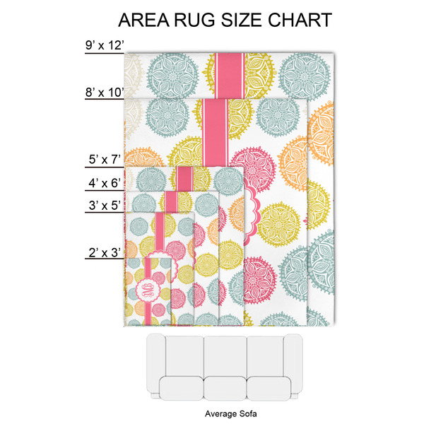 Doily Pattern 2'x3' Indoor Area Rugs - Size Chart