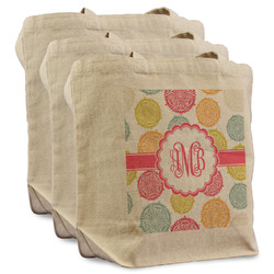 Doily Pattern Reusable Cotton Grocery Bags - Set of 3 (Personalized)