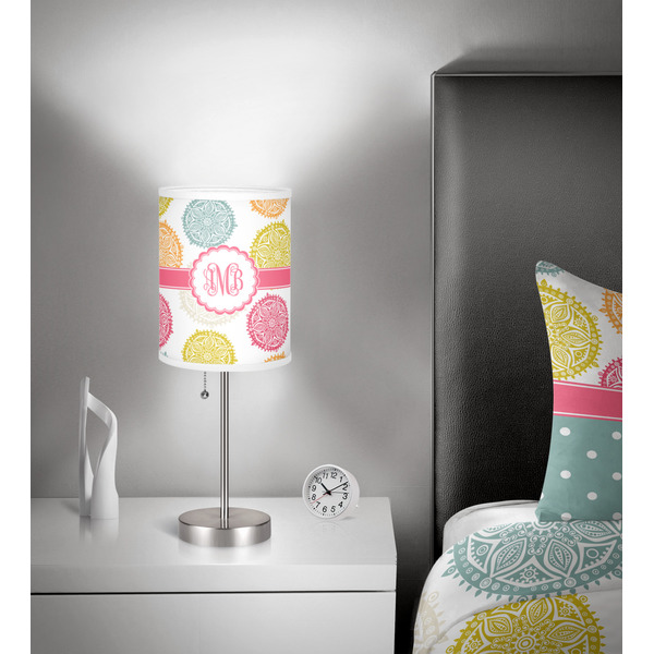 Doily Pattern 7 inch drum lamp shade - in room