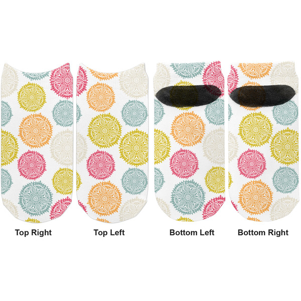 Doily Pattern Adult Ankle Socks - Double Pair - Front and Back - Apvl