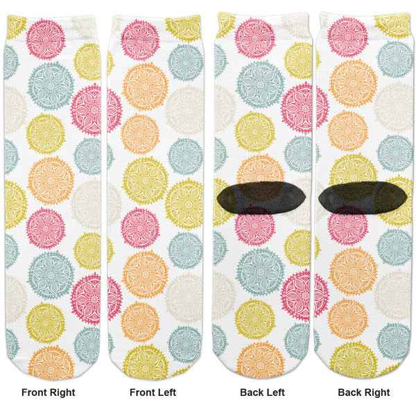 Doily Pattern Adult Crew Socks - Double Pair - Front and Back - Apvl