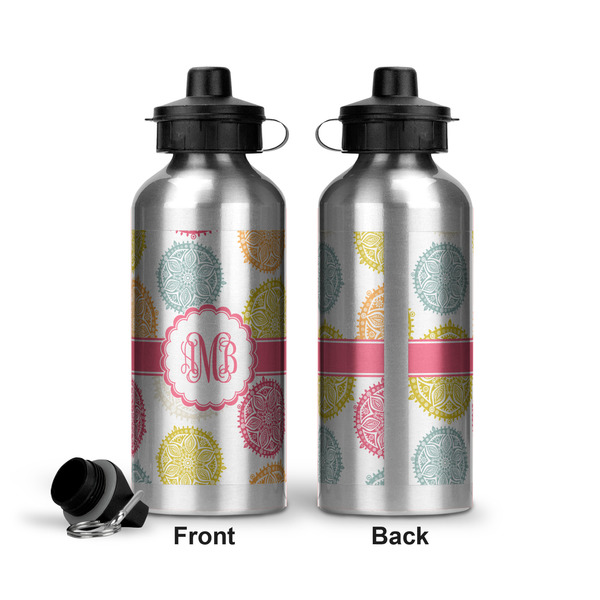 Doily Pattern Aluminum Water Bottle - Front and Back