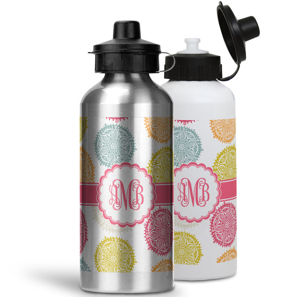 Doily Pattern Aluminum Water Bottles - MAIN (white &silver)