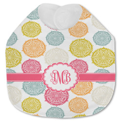 Doily Pattern Jersey Knit Baby Bib w/ Monogram