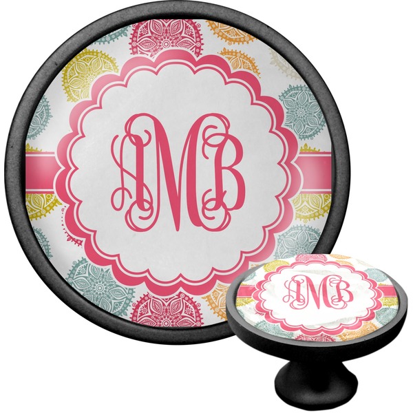 Custom Doily Pattern Cabinet Knob (Black) (Personalized)