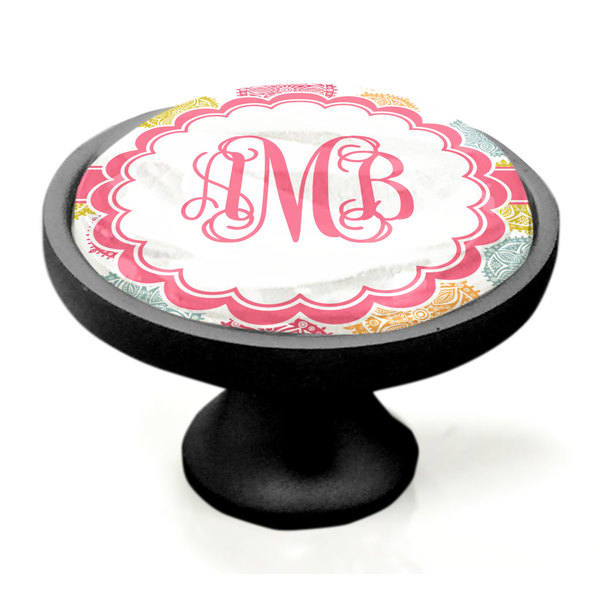Doily Pattern Black Custom Cabinet Knob (Side)