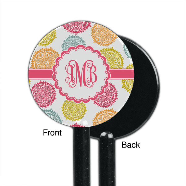 Doily Pattern Black Plastic 5.5" Stir Stick - Single Sided - Round - Front & Back