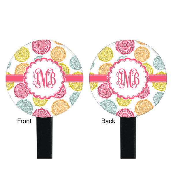 Doily Pattern Black Plastic 7" Stir Stick - Double Sided - Round - Front & Back