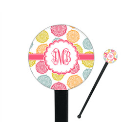Doily Pattern 7" Round Plastic Stir Sticks - Black - Single Sided (Personalized)