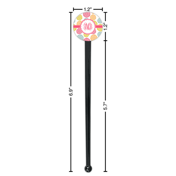 Doily Pattern Black Plastic 7" Stir Stick - Round - Dimensions