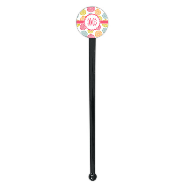 Doily Pattern Black Plastic 7" Stir Stick - Round - Single Stick