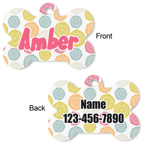 Doily Pattern Bone Shaped Dog ID Tag - Large - Approval