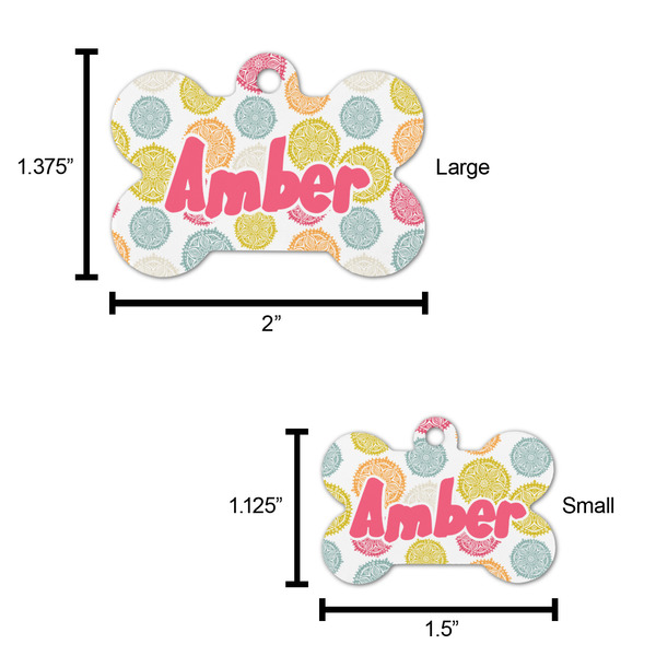 Doily Pattern Bone Shaped Dog ID Tag - Large - Scale