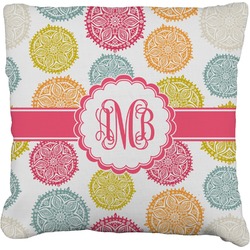 Doily Pattern Faux-Linen Throw Pillow (Personalized)