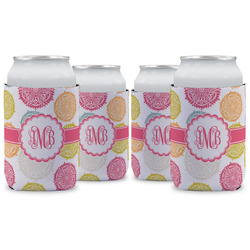 Doily Pattern Can Cooler (12 oz) - Set of 4 w/ Monogram