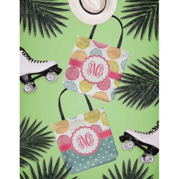 Doily Pattern Canvas Tote Lifestyle Front and Back