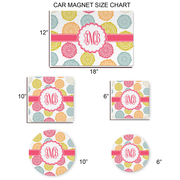 Doily Pattern Car Magnets - SIZE CHART