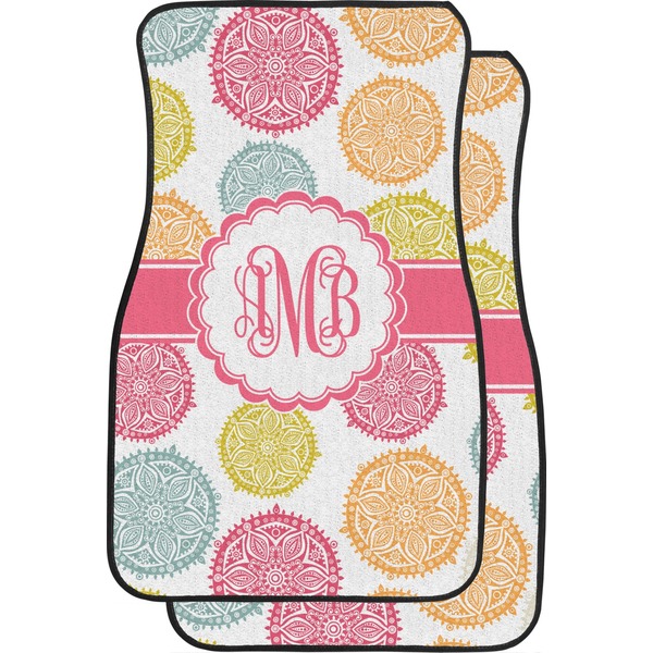 Custom Doily Pattern Car Floor Mats (Front Seat) (Personalized)