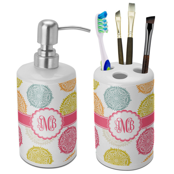 Custom Doily Pattern Ceramic Bathroom Accessories Set (Personalized)