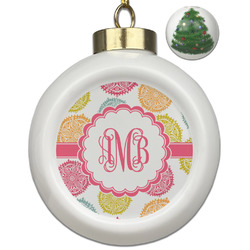 Doily Pattern Ceramic Ball Ornament - Christmas Tree (Personalized)