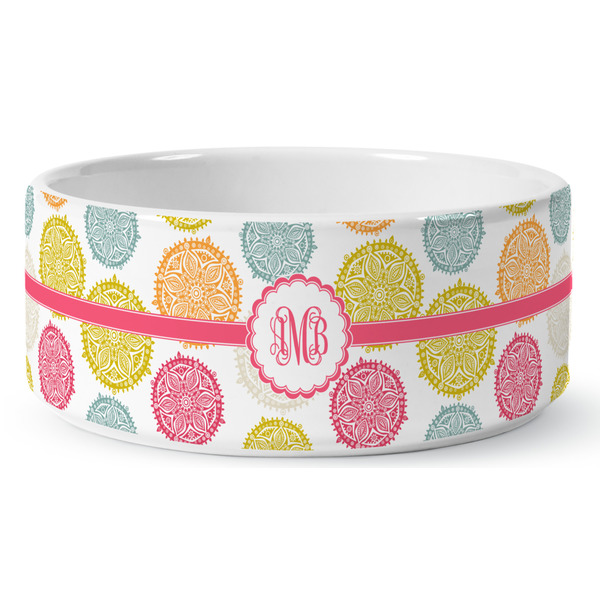 Doily Pattern Ceramic Dog Bowl - Medium - Front