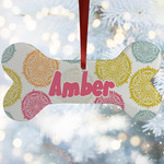 Doily Pattern Ceramic Dog Ornament w/ Monograms