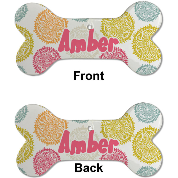 Doily Pattern Ceramic Flat Ornament - Bone Front & Back (APPROVAL)