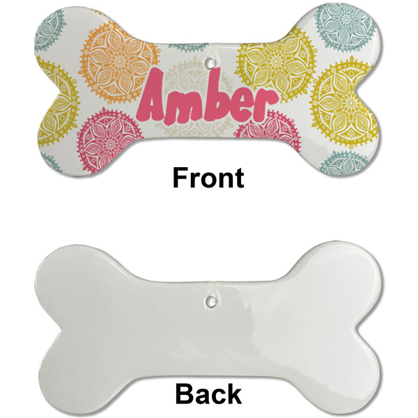 Doily Pattern Ceramic Flat Ornament - Bone Front & Back Single Print (APPROVAL)
