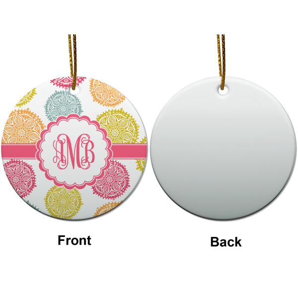 Doily Pattern Ceramic Flat Ornament - Circle Front & Back (APPROVAL)