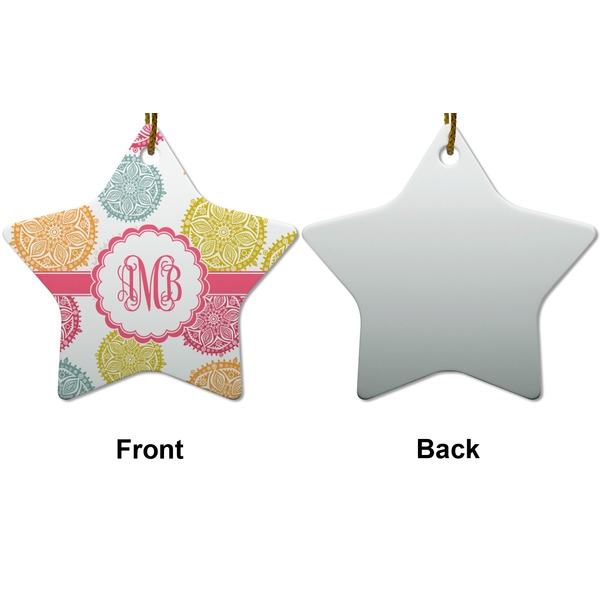 Doily Pattern Ceramic Flat Ornament - Star Front & Back (APPROVAL)