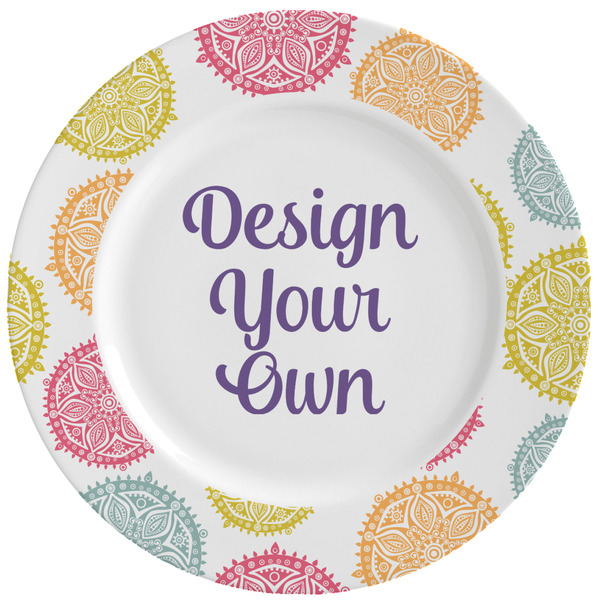 Custom Doily Pattern Ceramic Dinner Plates (Set of 4) (Personalized)
